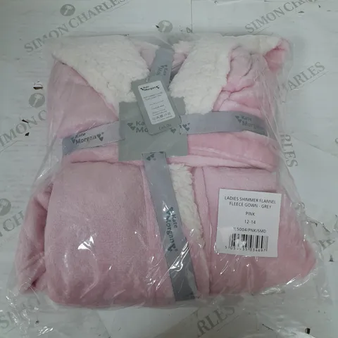 KATE MORGAN LADIES SHIMMER FLANNEL FLEECE GOWN IN PINK
