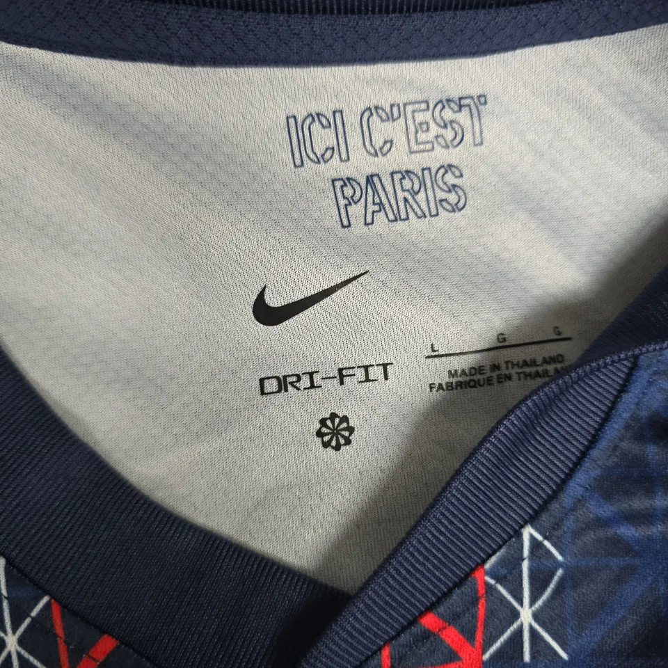 PSG NIKE DRI-FIT FOOTBALL SHIRT – PARIS LOS ANGELES EDITION QATAR AIRWAYS SPONSOR, SIZE L