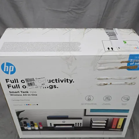 BOXED HP SMART TANK 7306; WIRELESS ALL IN ONE CARTRIDGE FREE PRINTER