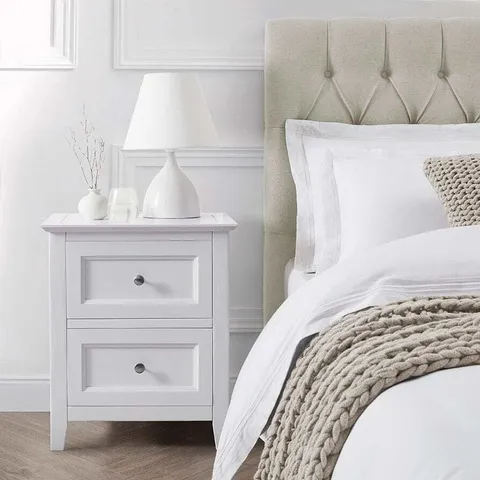 BOXED DUSK EDIE 2 DRAWER BEDSIDE TABLE - WHITE (1 BOX)