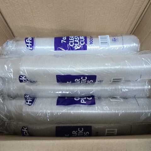 10 X H-PACK CLEAR PLASTIC CUP MULTI PACKS - 100 CUPS PER PACK 