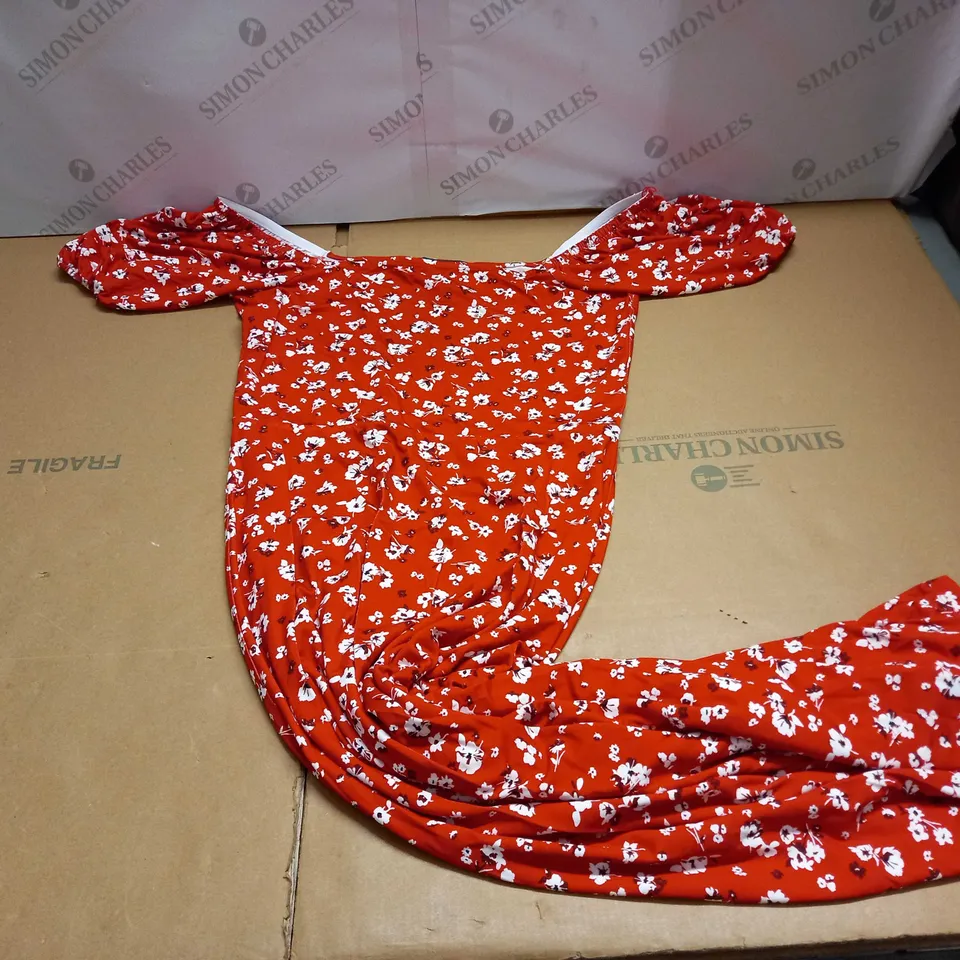 SOSANDAR DITSY FLORAL PRINT SQUARE NECK JERSEY MIDI DRESS SIZE 10