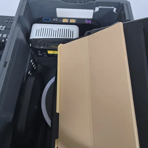APPROXIMATELY 8 ASSORTED ELECTRICAL PRODUCTS TO INCLUDE ROUTERS, REPLACEMENT REMOTE, TABLET CASES ETC