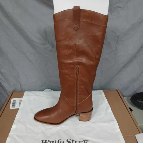 WHITE STUFF  IZZY LEATHER KNEE HIGH BOOT – MID TAN (EU 37) UK 4