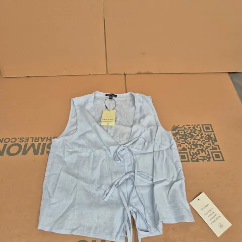 NOBODY'S CHILD LIGHT BLUE TIE-FRONT TOP – UK 10 (EU 38, US 6)