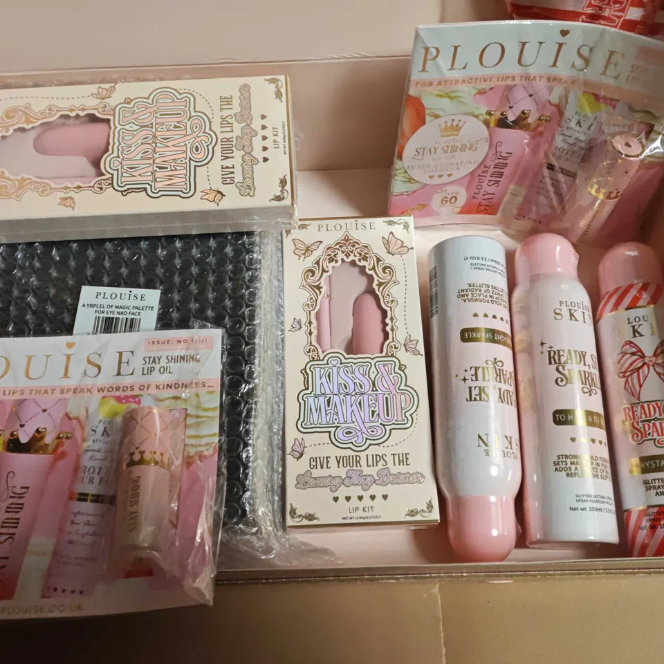 LOT OF APPROXIMATELY 11 ASSORTED PLOUISE COSMETIC ITEMS TO INCLUDE MAGIC PALETTE, GLITTER SETTING SPRAY AND PJ SET