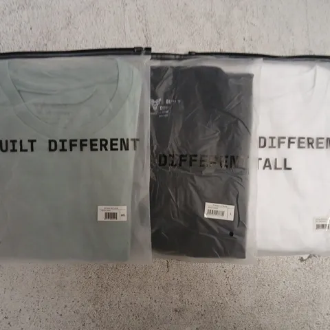 SET OF APPROXIMATELY 10 ASSORTED BUILT DIFFERENT T-SHIRTS/SHIRTS IN VARIOUS COLOURS AND SIZES