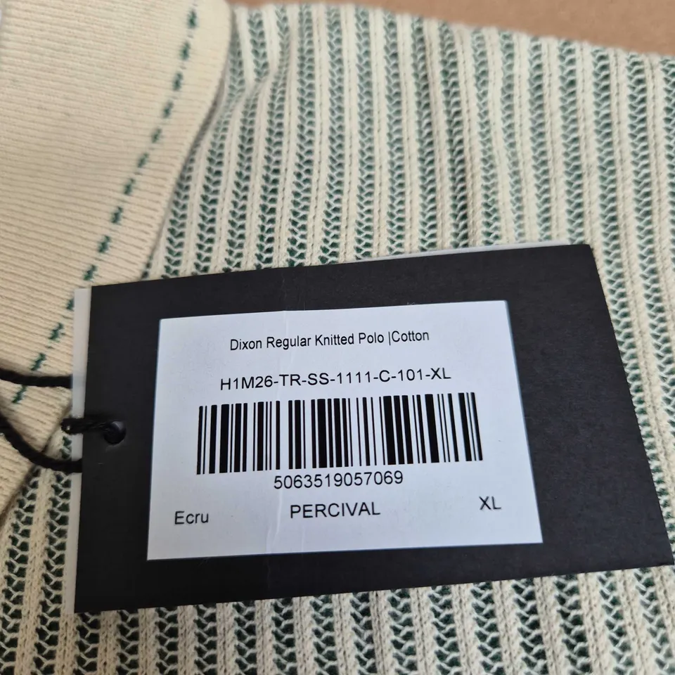 PERCIVAL DIXON REGULAR KNITTED POLO SHIRT – COTTON, ECRU, XL