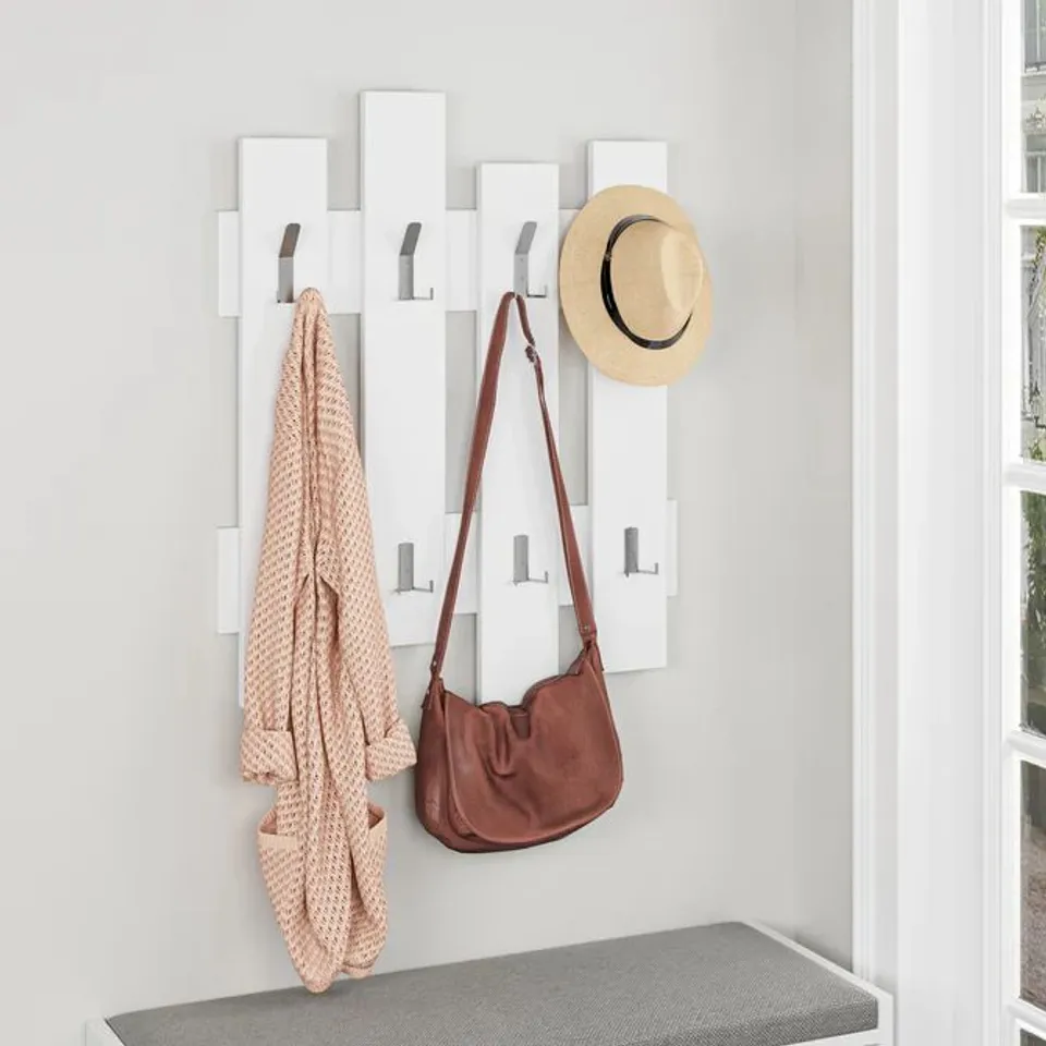 BOXED WAVE MODERN WALL MOUNTED COAT/HAT HANGER IN WHITE