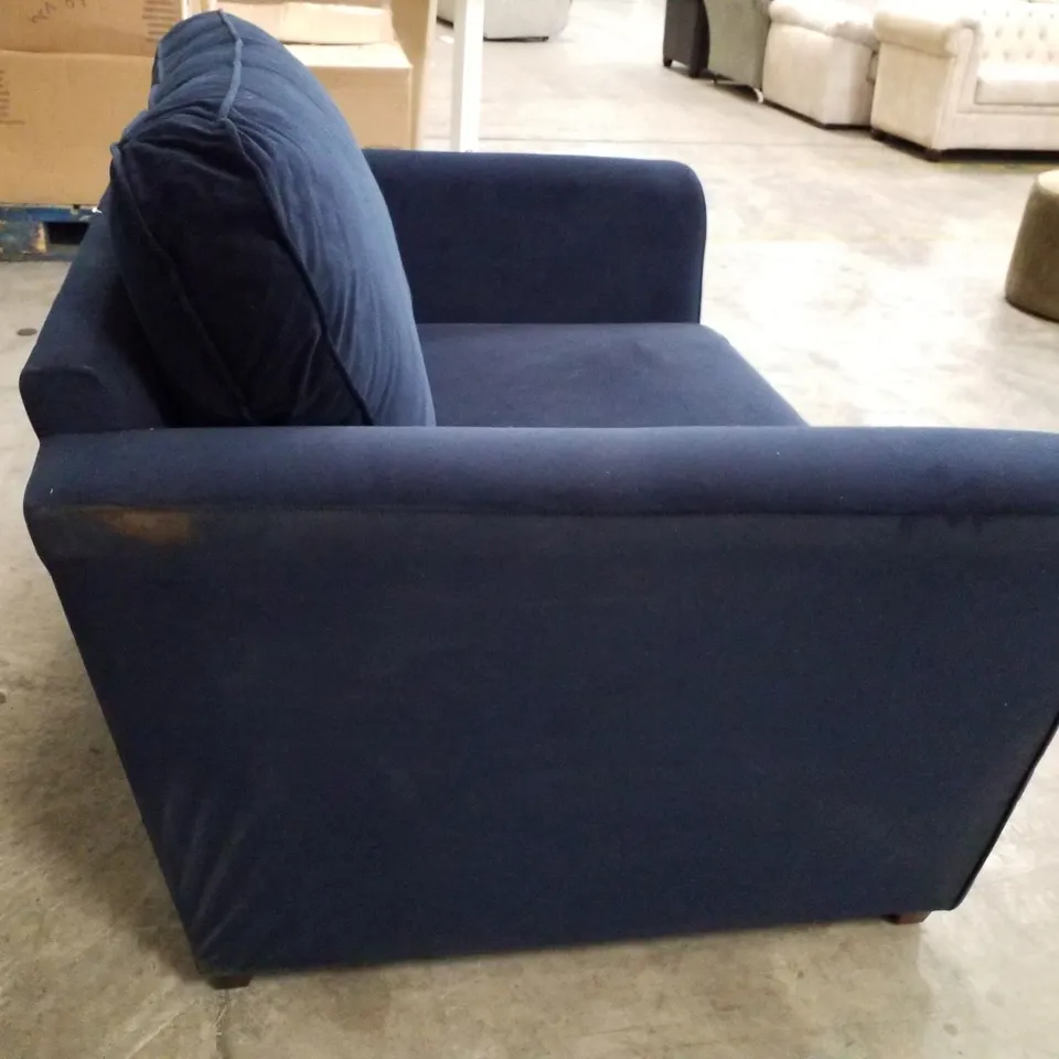 QUALITY DESIGNER LOVESEAT - DARK BLUE FABRIC