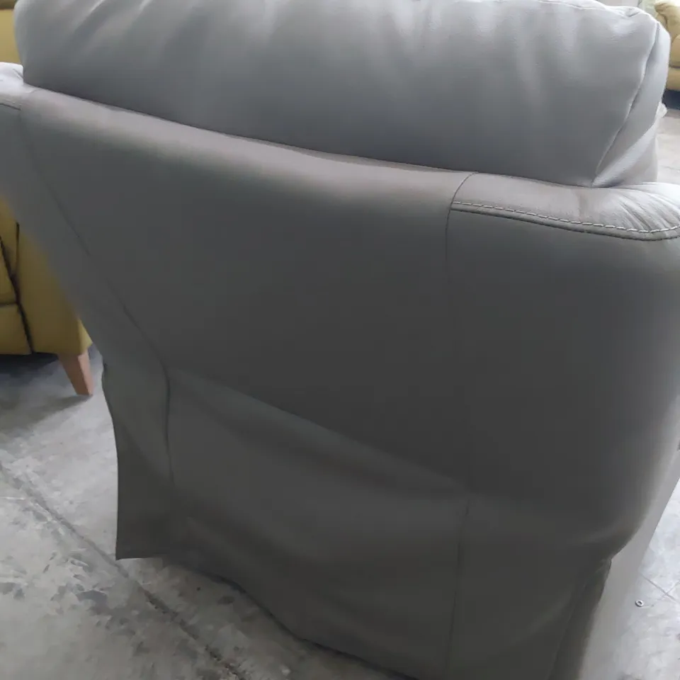 DESIGNER EASY CHAIR GREY LEATHER 