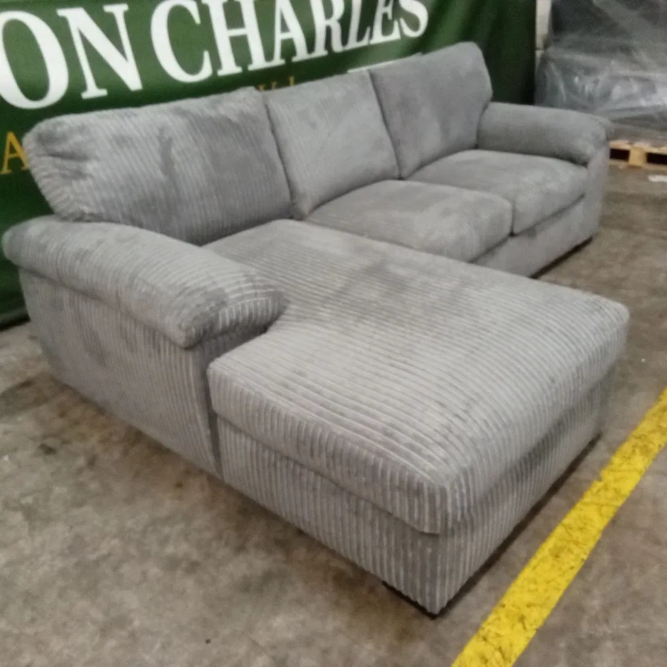 AMALFI STANDARD BACK FABRIC LEFT HAND 3 SEATER CHAISE SOFA - CHARCOAL RRP £899