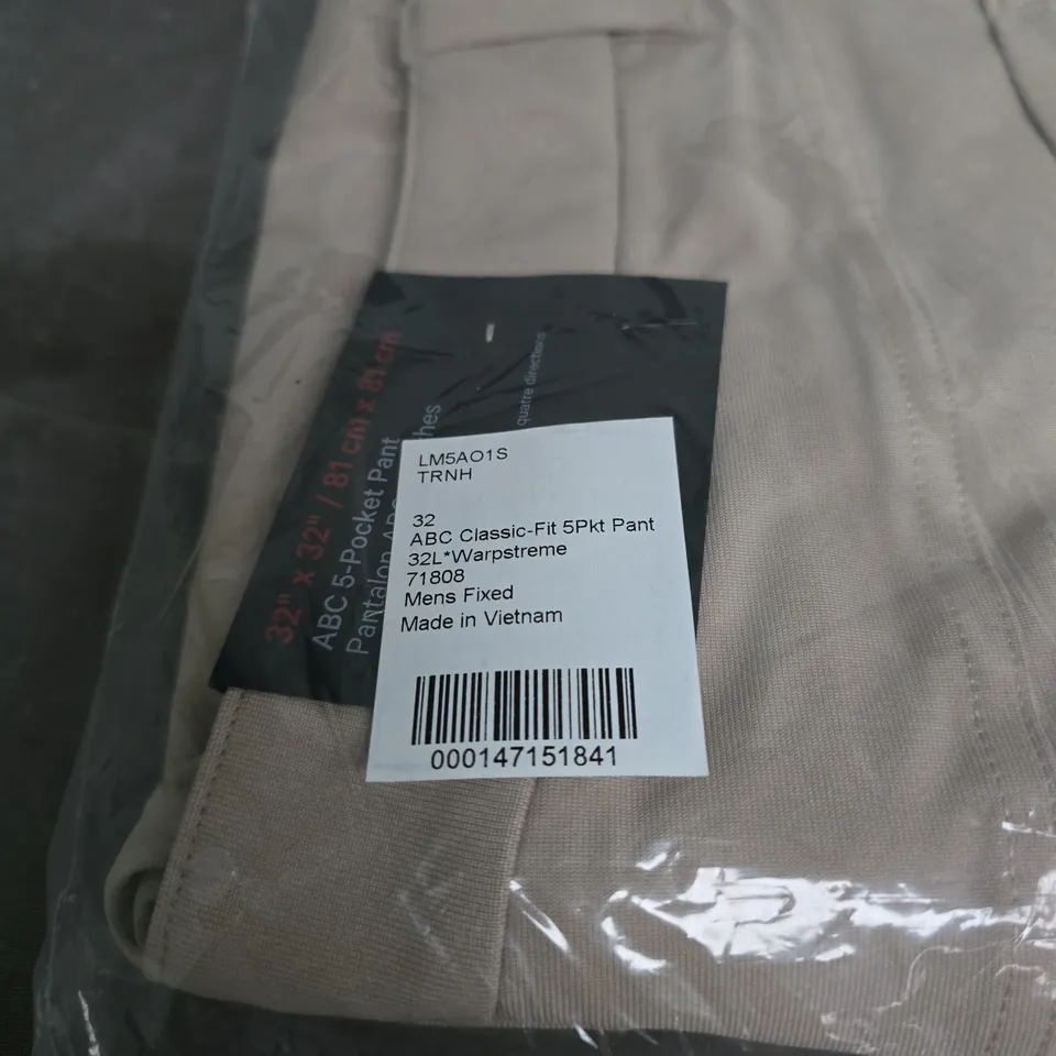 LULULEMON ABC CLASSIC-FIT 5-POCKET TROUSERS – MEN'S, BEIGE, 32 IN WAIST, WARPSTREME. BAGGED