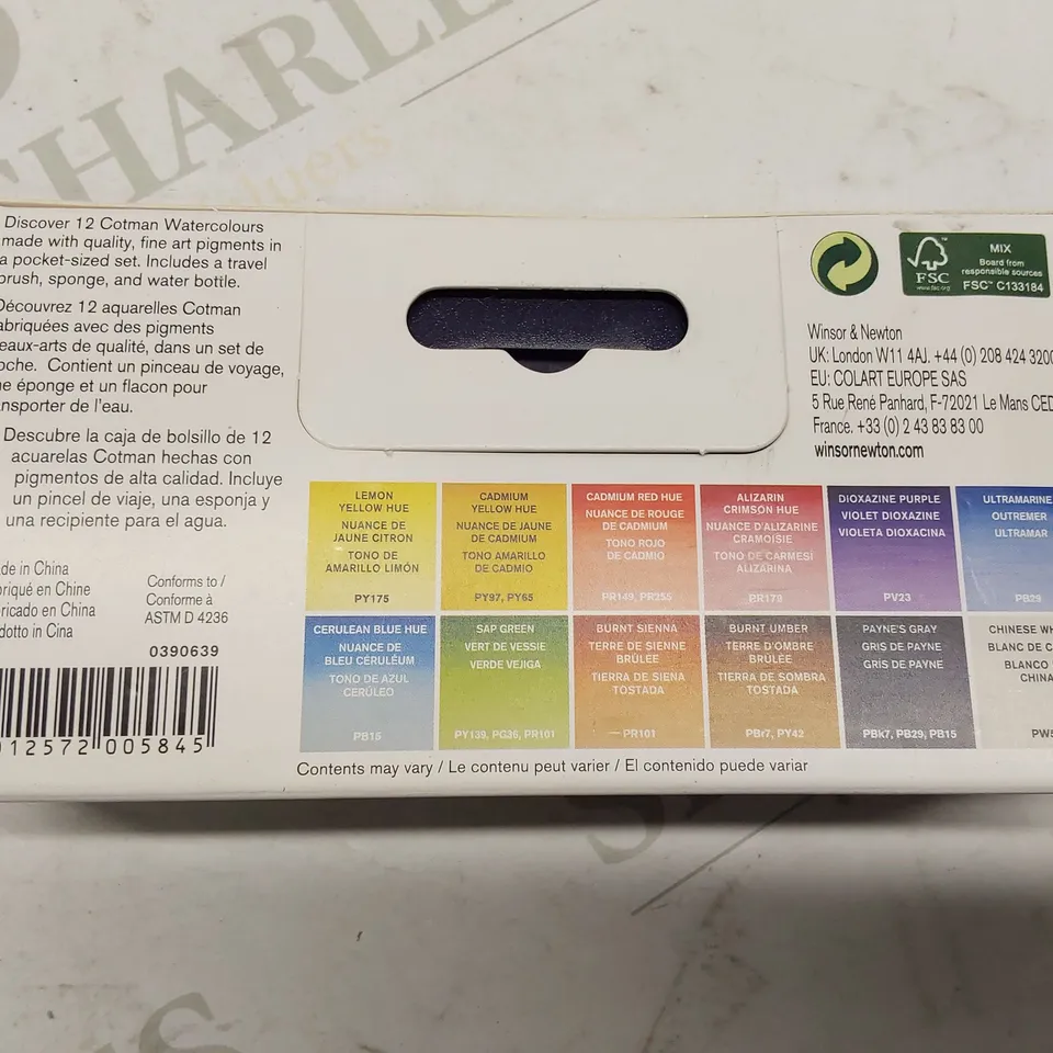 BOX OF APPROXIMATELY 8X BRAND NEW WINDSOR & NEWTON COTMAN WATERCOLOUR SETS AND 1X 8PCS PAINT BRUSHES
