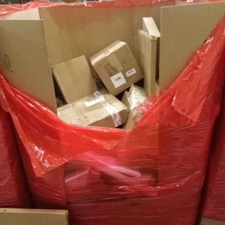 PALLET OF ASSORTED HOUSEHOLD GOODS AND PRODUCTS TO INCLUDE; WALKER, FOOD COMPOSTER, PICTURE FRAME, PULL-UPS BAR ETC