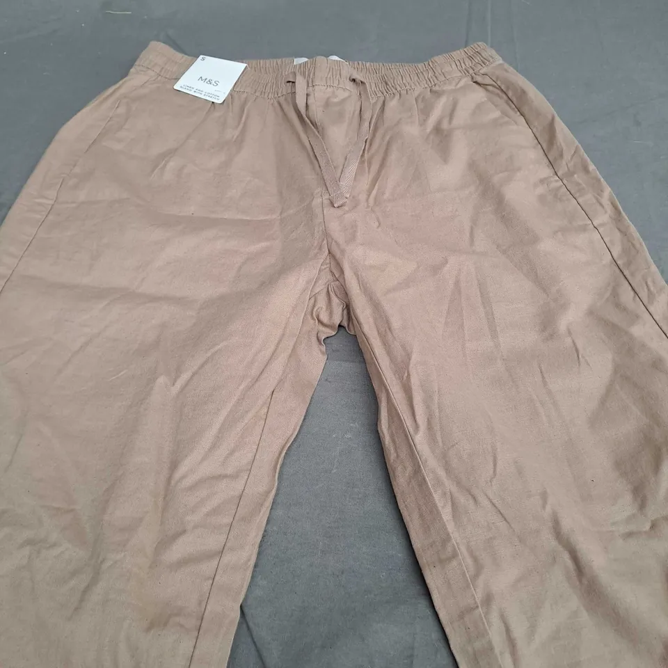 M&S LINEN AND COTTON BLEND WITH STRECH TROUSERS  - SMALL REG