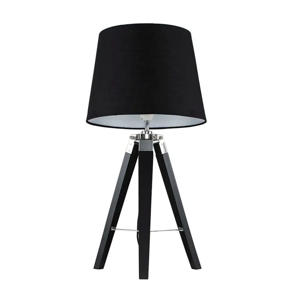 BOXED BELLA VISTA 56CM BLACK/CHROME TABLE LAMP SHADE