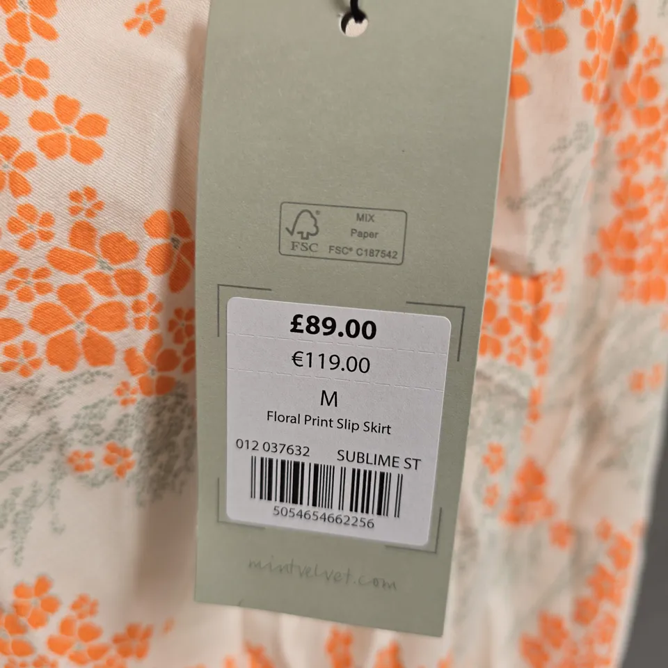 MINT VELVET FLORAL PRINT SLIP SKIRT - M