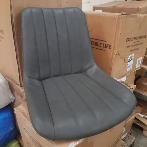 BOXED SET OF 2 FAUX LEATHER DARK GREY DINING CHAIRS