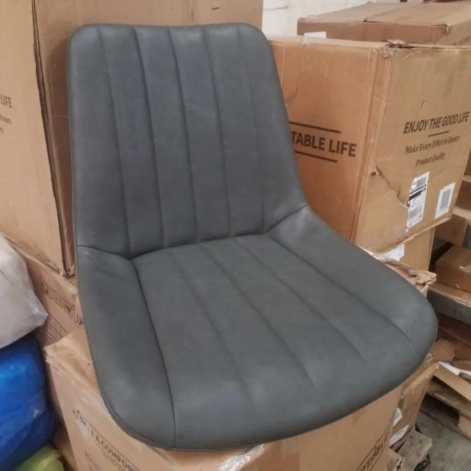 BOXED SET OF 2 FAUX LEATHER DARK GREY DINING CHAIRS