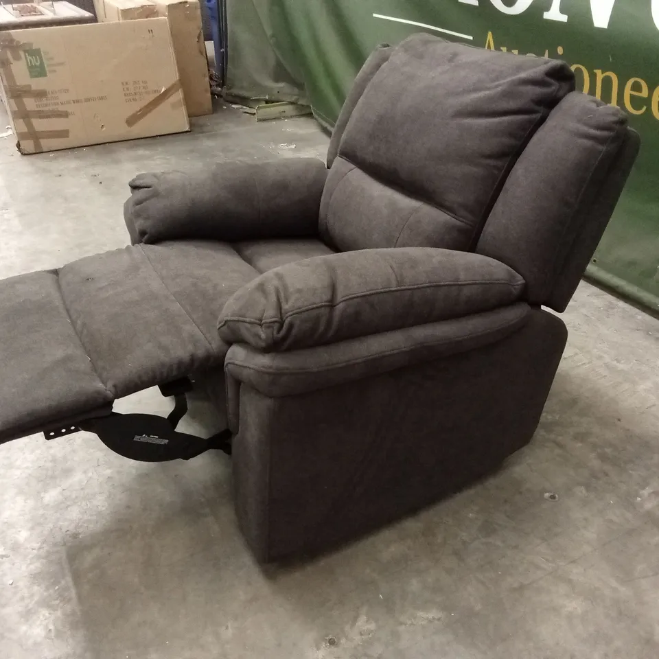 ALBION CHENILLE HIGH BACK MANUAL RECLINER ARMCHAIR - CHARCOAL RRP £479
