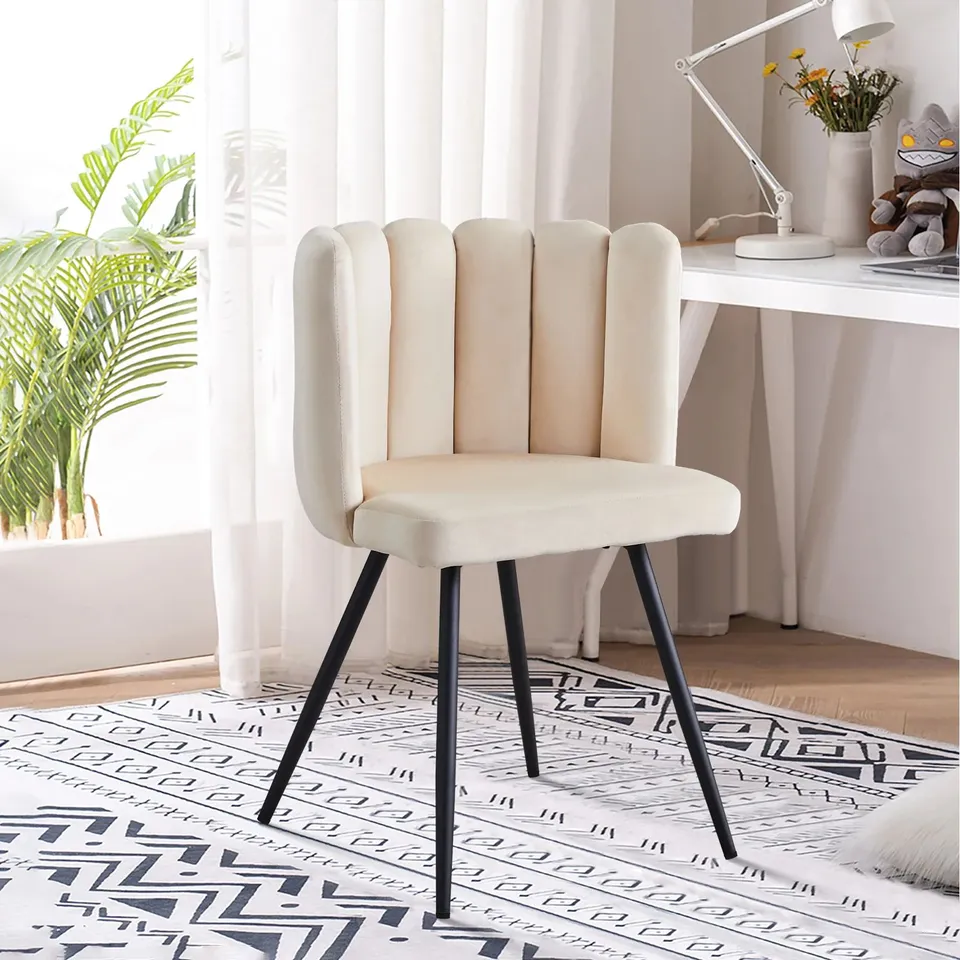 BOXED MARKLAND SET OF TWO BEIGE VELVET DINING CHAIRS