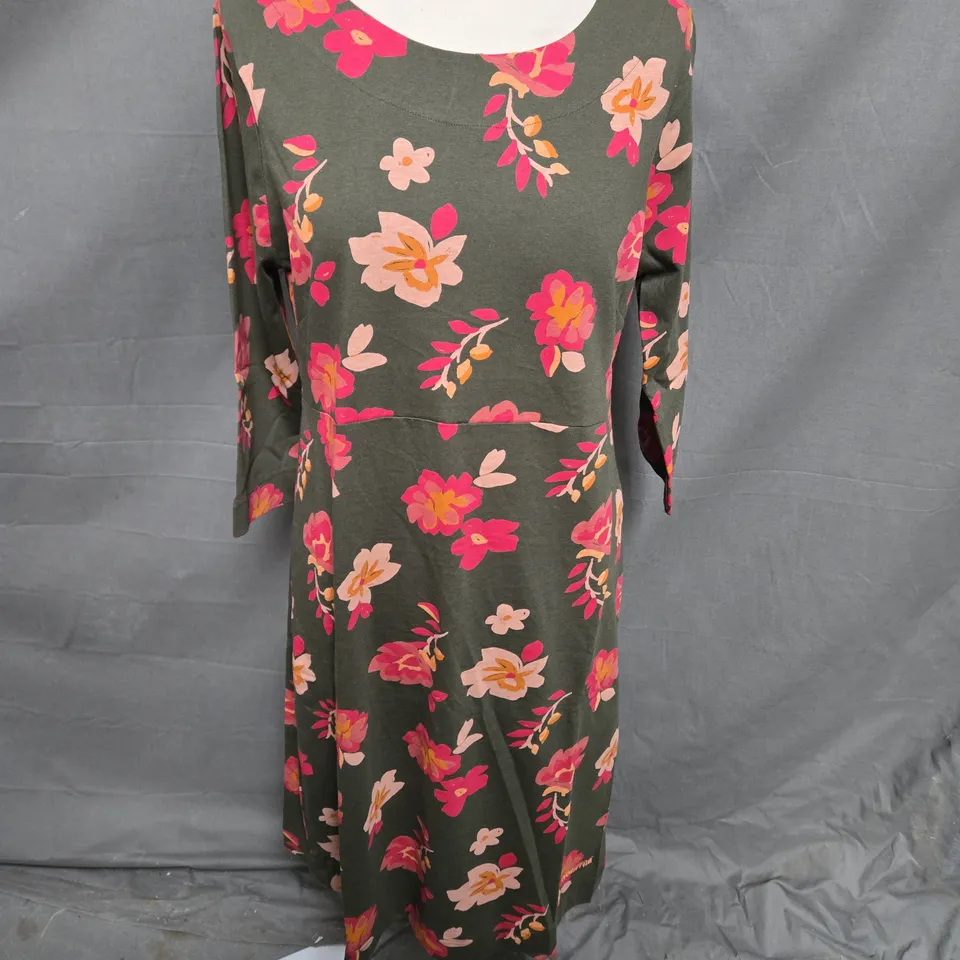 WEIRD FISH SHAFIKA FLORAL PRINTED JERSEY DRESS GREEN SIZE 12