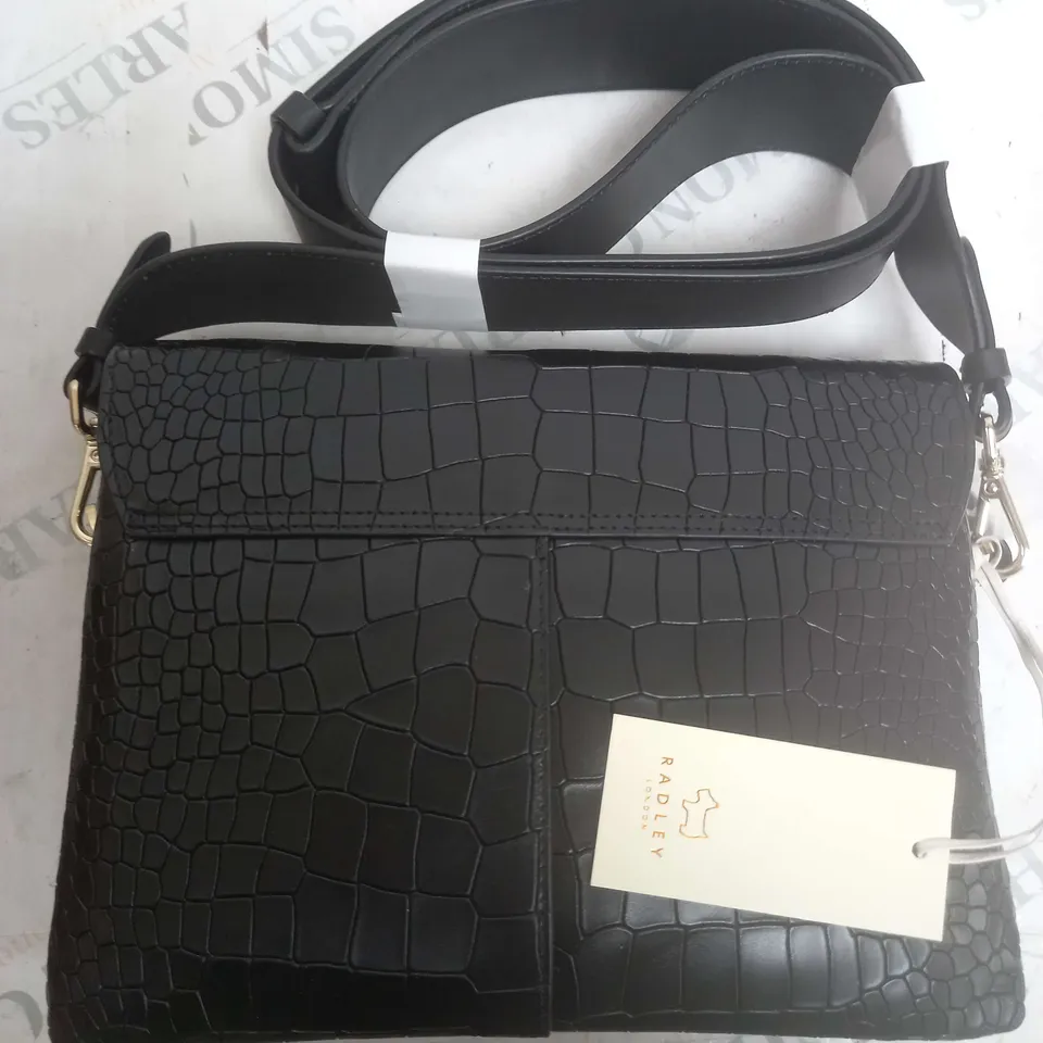 RADLEY LONDON CROC CROSSBODY BAG IN BLACK