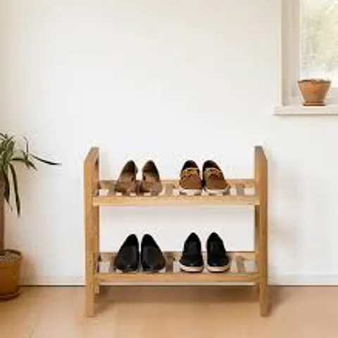 BOXED WAVERLY OAK NARROW 2 TIER STACKABLE SHOE RACK