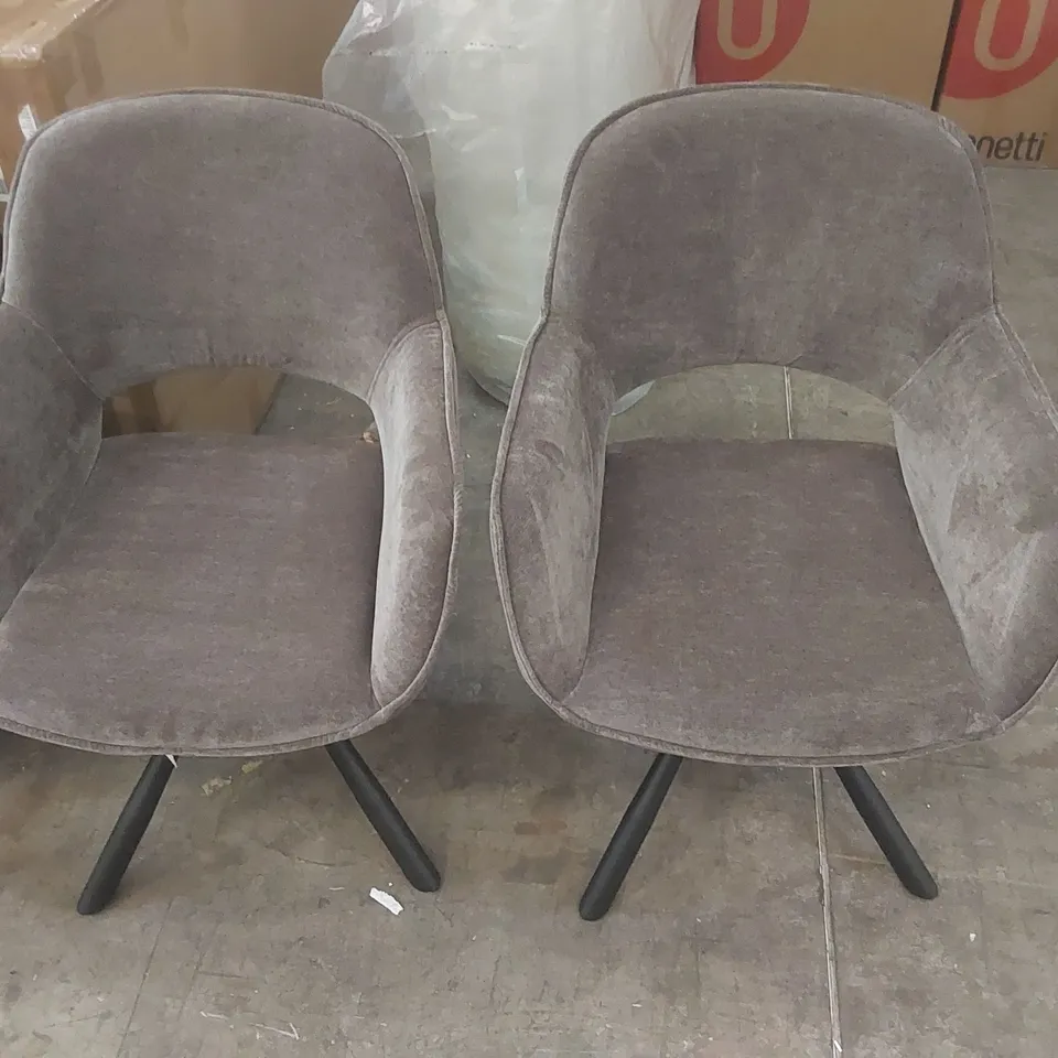 SET OF 4x DANETTI MARLOW MOCHA FABRIC SWIVEL DINING CHAIRS