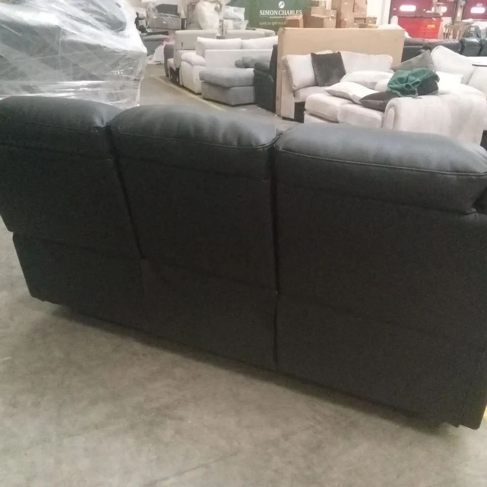 ROTHBURY LUXURY FAUX LEATHER HIGH BACK  3 SEATER MANUAL RECLINER SOFA - BLACK RRP £729