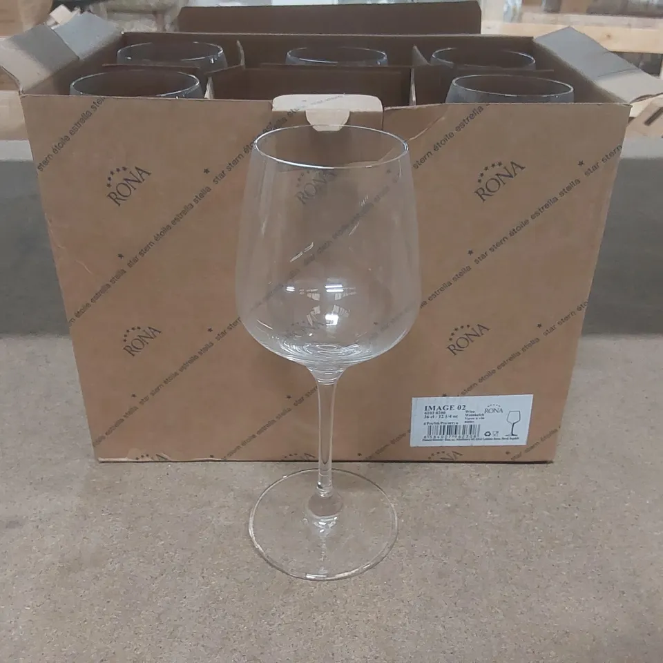 BOX CONTAINING 6x BRAND NEW RONA 360ML WINE GLASSES