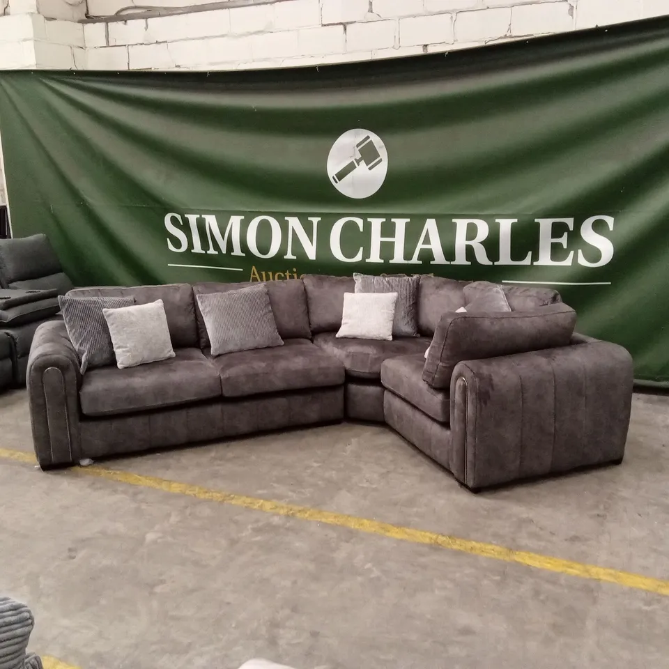 AMARA RIGHT HAND DOUBLE ARM CORNER GROUP SOFA - CHARCOAL RRP £2649