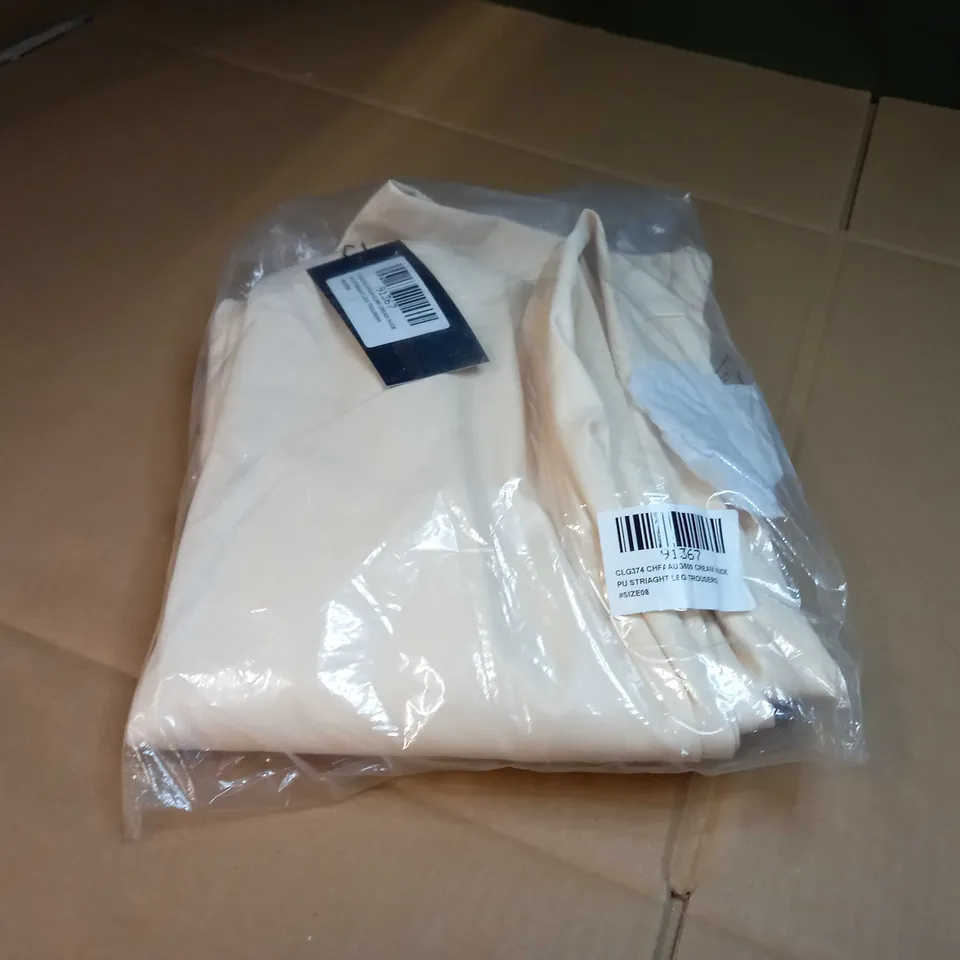 PACKAGED EGO NUDE EGO PU STAIGHT LEG TROUSERS - SIZE 8