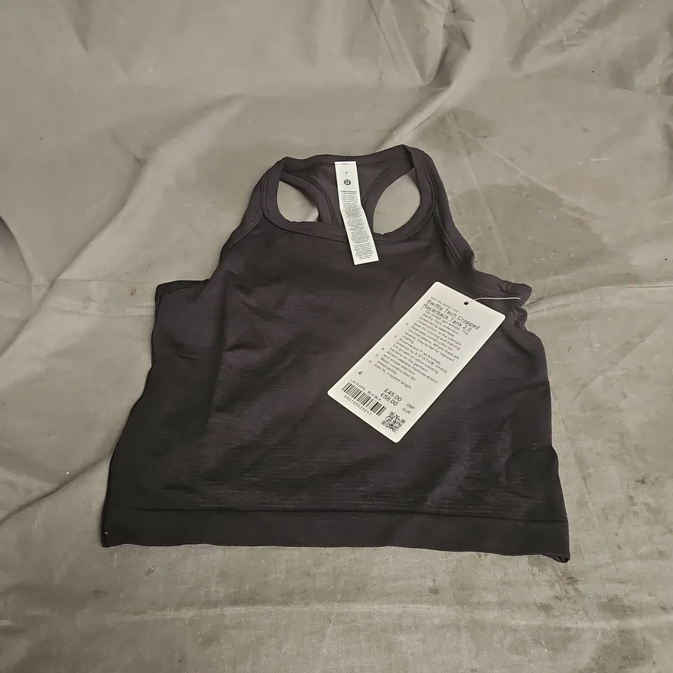 LULULEMON SWIFTLY TECH CROPPED RACERBACK TANK 2.0 IN BLACK SIZE 4