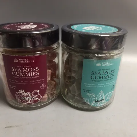 LOT OF 2 200G TUBS OF ROYAL MINERALS SEA MOSS GUMMIES - MINT & BERRY