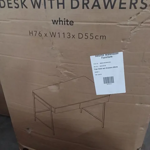 Boxed cian desk with drawers - white (1 box)