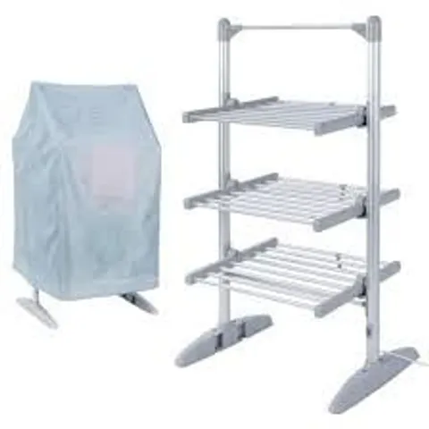 BOXED GLAMHAUS ECODRY ELECTRIC HEATED AIRER WITH COVER - 248W LOW ENERGY INDOOR CLOTHES DRYER, FOLDABLEN 11.2M