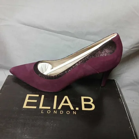ELIA.B LONDON DIANA BURGUNDY SUEDE HIGH HEEL SHOES – EU 41 (UK 8)