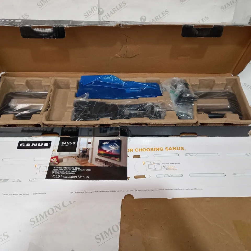 BOXED SANUS BLACK FIXED TV WALL MOUNT FITS TVS 42" - 90"