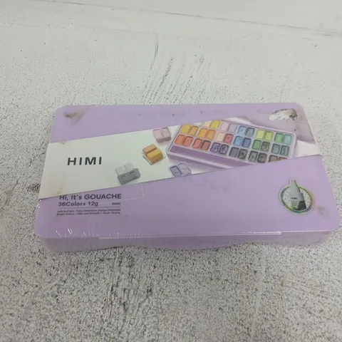 SEALED HIMI : JELLY CUP GOUACHE : 12ML TWIN CUPS : SET OF 36 COLOURS : PLASTIC CASE : PURPLE
