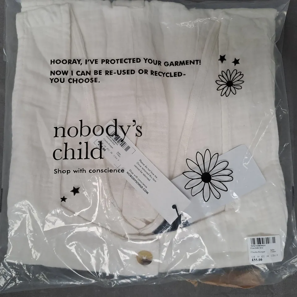NOBODY'S CHILD CLAUDIA ROMPER IN CREAM UK SIZE 10