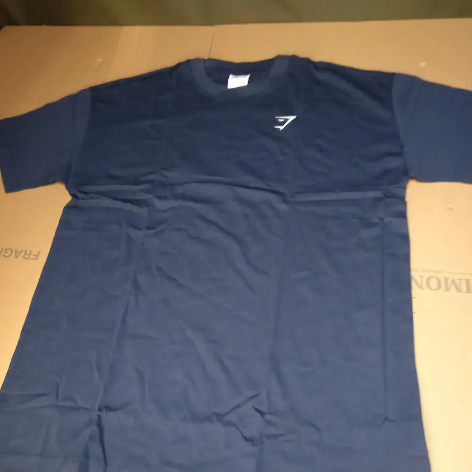 MENS NAVY BLUE GYMSHARK T-SHIRT SIZE SMALL