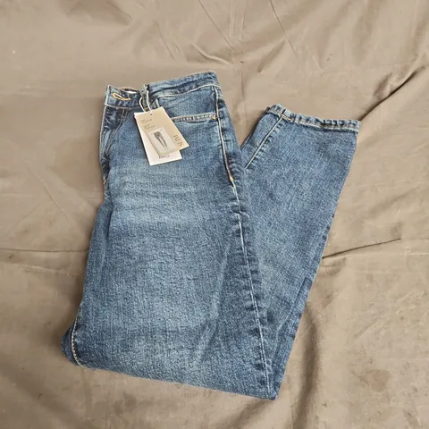 MNG HIGH WAIST CROPPED LENGTH SLIM JEANS IN BLUE SIZE 8