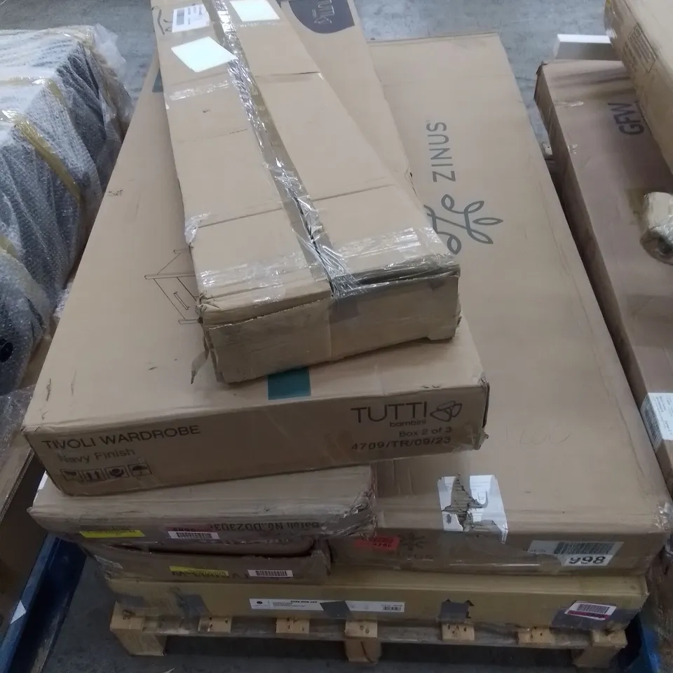 PALLET TO CONTAIN AN ASSORTMENT OF DESIGNER FURNITURE PARTS. 