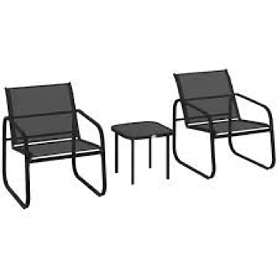 BOXED OUTSUNNY THREE-PIECE GARDEN SEATING SET - BLACK (1 BOX)