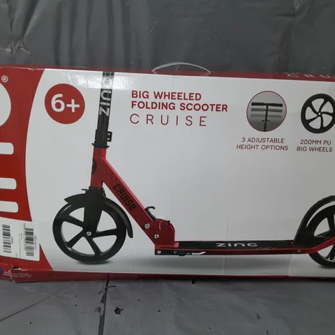 ZINC BIG WHEELED FOLDING CRUISE SCOOTER - RED