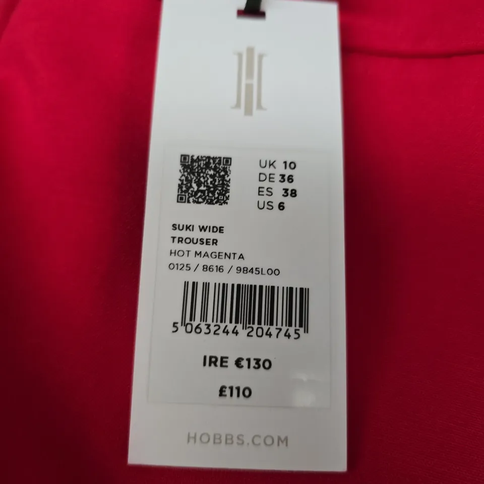 HOBBS SUKI WIDE TROUSERS - HOT MAGENTA, UK 10