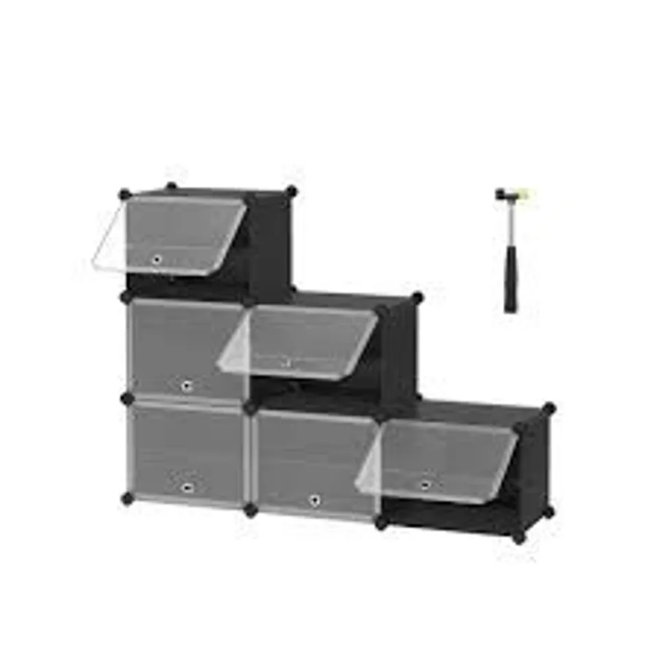 BOXED SONGMICS INTERLOCKING SHOE RACK - BLACK (1 BOX)