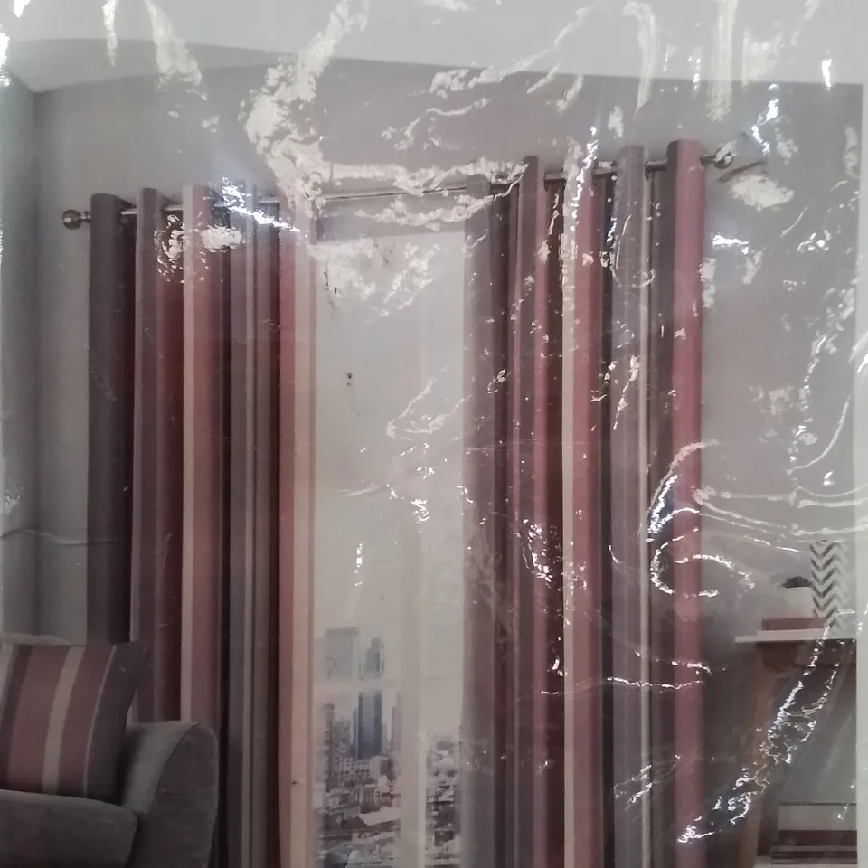 BRAND NEW FUSION FULLY LINED EYELET CURTAINS 168 X 228CM -CREAM/PINK-